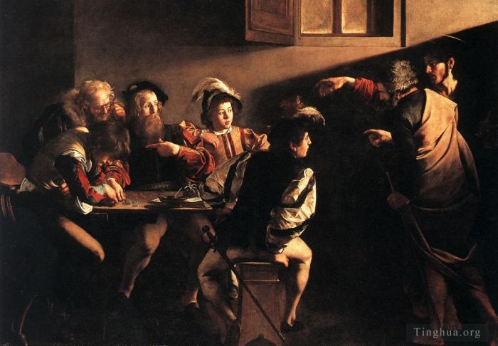 Caravaggio Peinture à l'huile - La vocation de saint Matthieu