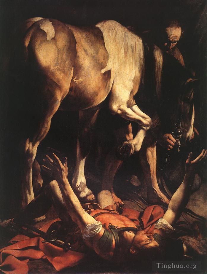 Caravaggio Peinture à l'huile - La conversion sur le chemin de Damas