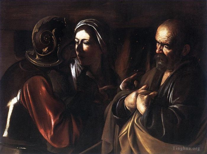Caravaggio Peinture à l'huile - Le reniement de saint Pierre