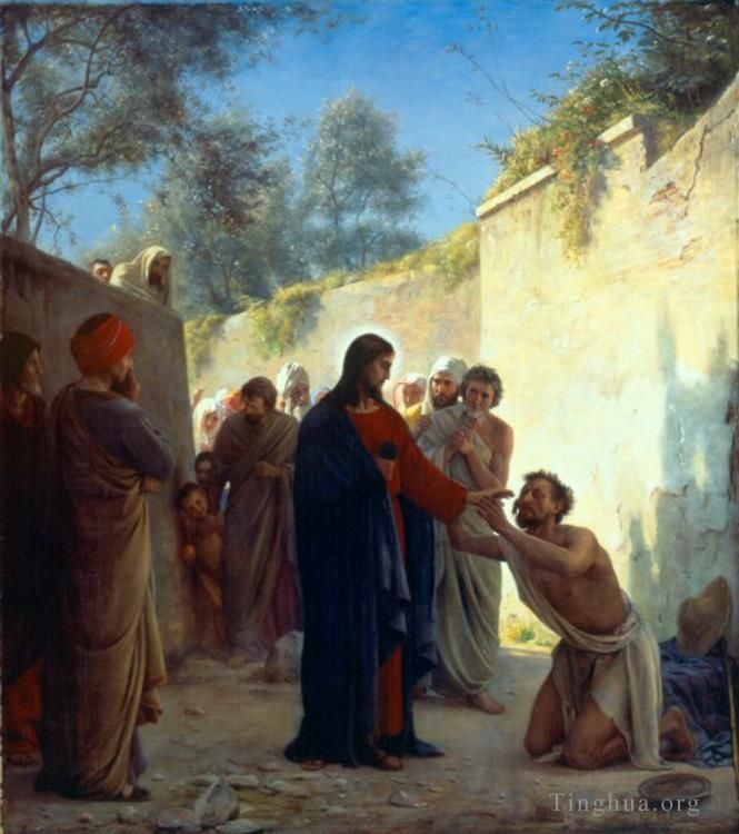 Carl Heinrich Bloch Peinture à l'huile - Guérison du Christ