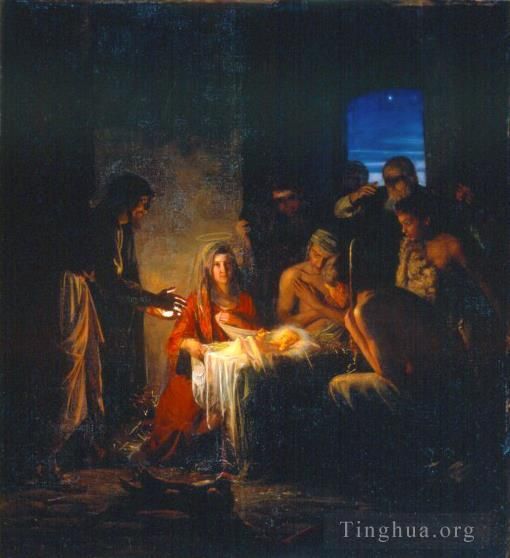 Carl Heinrich Bloch Peinture à l'huile - La naissance du Christ