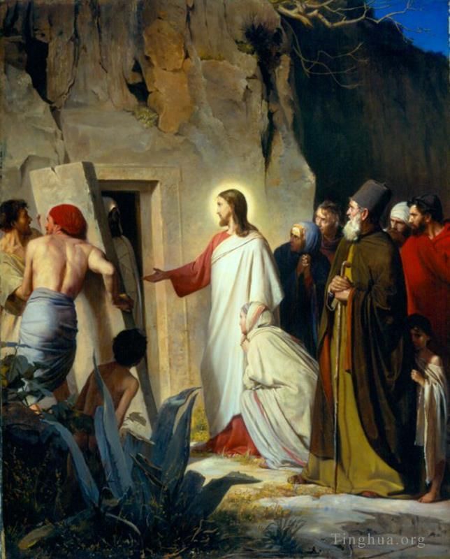 Carl Heinrich Bloch Peinture à l'huile - La résurrection de Lazare