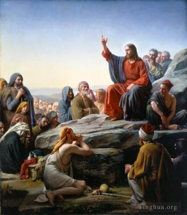 Carl Heinrich Bloch Peinture à l'huile - Le Sermon sur la Montagne