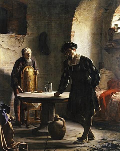 Carl Heinrich Bloch Peinture à l'huile - Le roi danois Christian II emprisonné