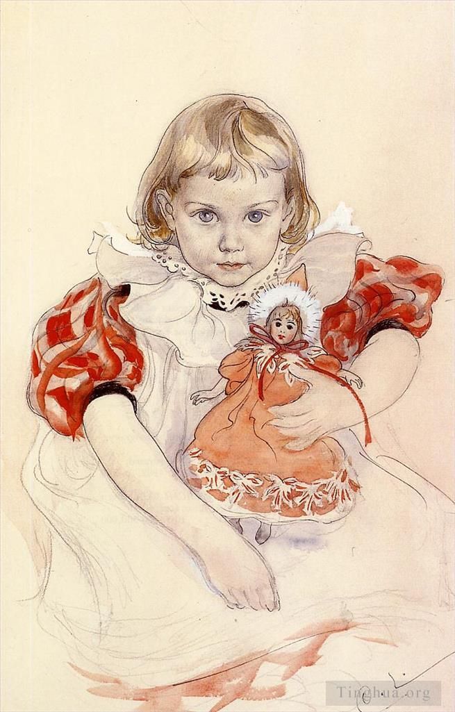 Carl Larsson Types de peintures - Une jeune fille avec une poupée