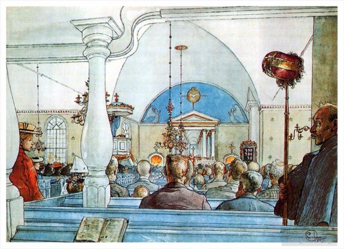 Carl Larsson Types de peintures - À l'église 1905