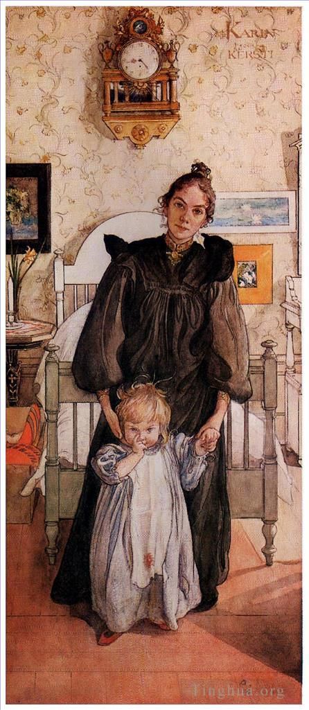 Carl Larsson Types de peintures - Karin et Kersti 1898