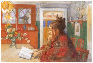 Carl Larsson œuvres - Karin lisant 1904