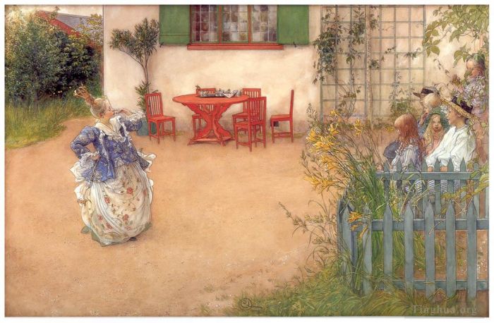 Carl Larsson Types de peintures - Lisbeth en oiseau bleu 1900