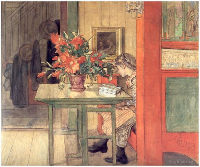 Carl Larsson Types de peintures - Lisbeth lisant 1904