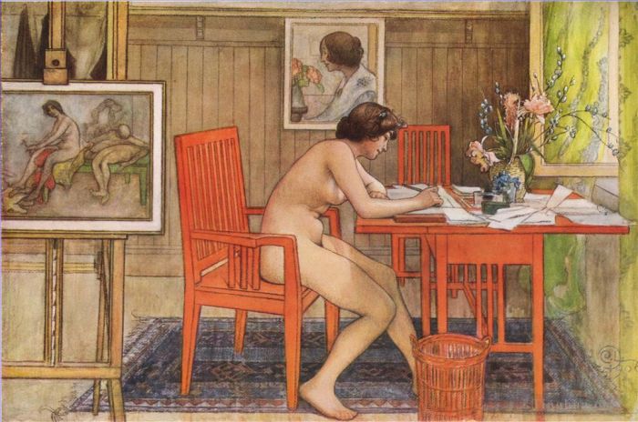 Carl Larsson Types de peintures - Modèle de cartes postales à écrire 1906