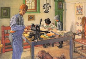 Carl Larsson œuvres - Mon atelier à l'acide où je fais ma gravure 1910