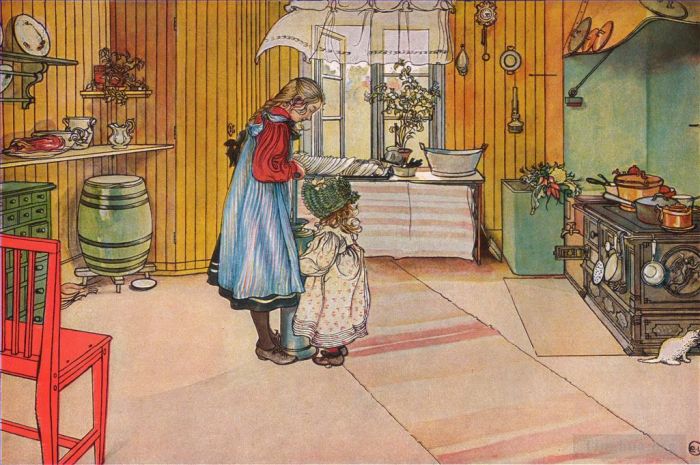 Carl Larsson Types de peintures - La cuisine