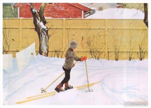 Carl Larsson œuvres - Le skieur