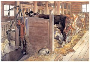 Carl Larsson œuvres - L'écurie 1906