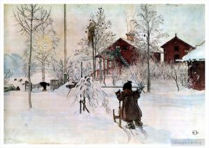 Carl Larsson œuvres - La cour et le lavoir