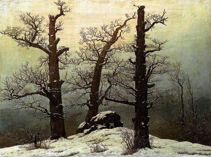 Caspar David Friedrich Peinture à l'huile - Dolmen dans la neige