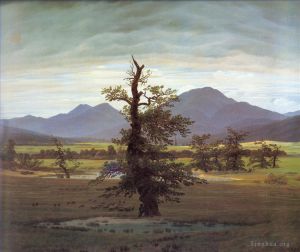 Caspar David Friedrich œuvres - Friedrich Paysage avec arbre solitaire