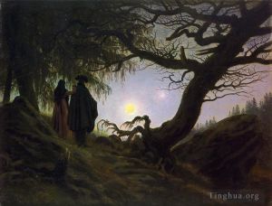 Caspar David Friedrich œuvres - Homme et femme contemplant la lune CDF