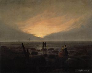Caspar David Friedrich œuvres - Lever de lune au bord de la mer