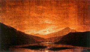 Caspar David Friedrich œuvres - Paysage fluvial montagneux