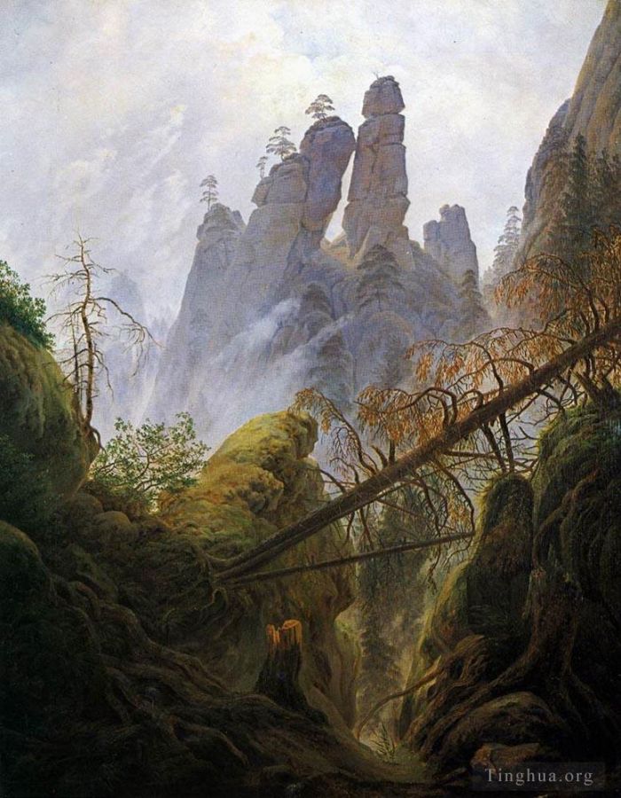 Caspar David Friedrich Peinture à l'huile - Ravin rocheux