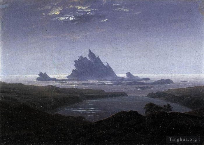 Caspar David Friedrich Peinture à l'huile - Récif Rocheux Au Bord De La Mer
