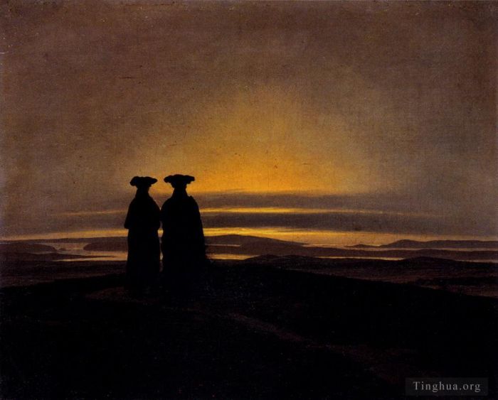 Caspar David Friedrich Peinture à l'huile - Coucher de soleil
