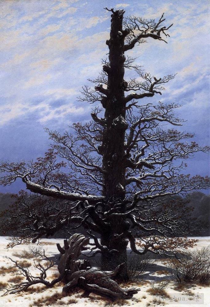 Caspar David Friedrich Peinture à l'huile - Le chêne dans la neige
