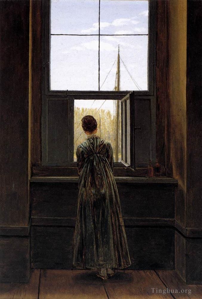 Caspar David Friedrich Peinture à l'huile - Femme à une fenêtre