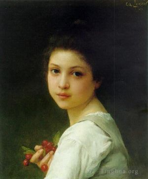 Charles-Amable Lenoir œuvres - Portrait d'une jeune fille aux cerises