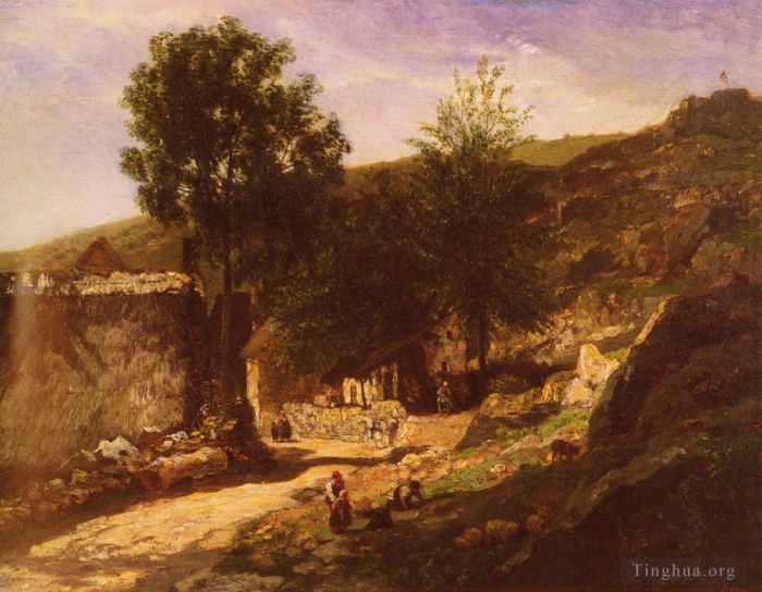 Charles-François Daubigny Peinture à l'huile - Entrée De Village