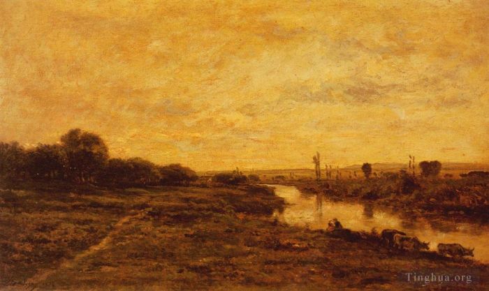 Charles-François Daubigny Peinture à l'huile - La Seine A Conflans
