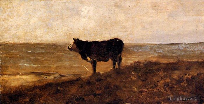 Charles-François Daubigny Peinture à l'huile - La vache solitaire