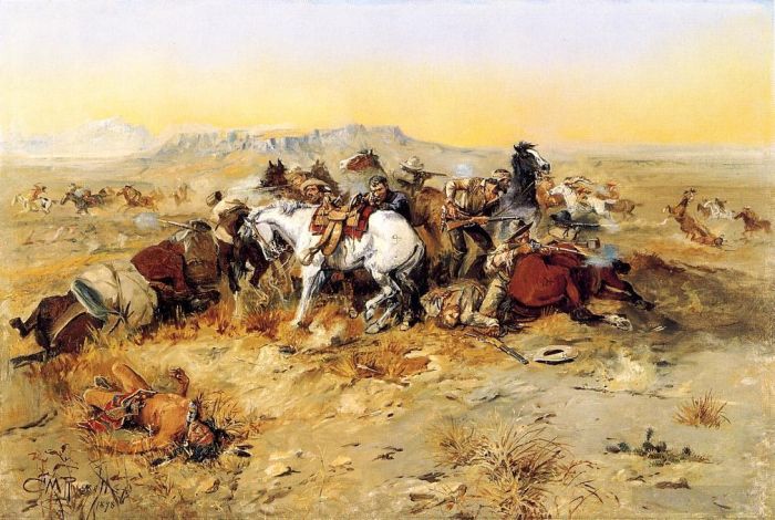 Charles Marion Russell Peinture à l'huile - Un cow-boy désespéré