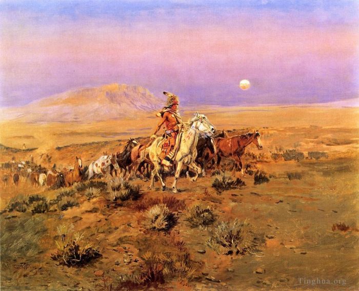 Charles Marion Russell Peinture à l'huile - Les voleurs de chevaux