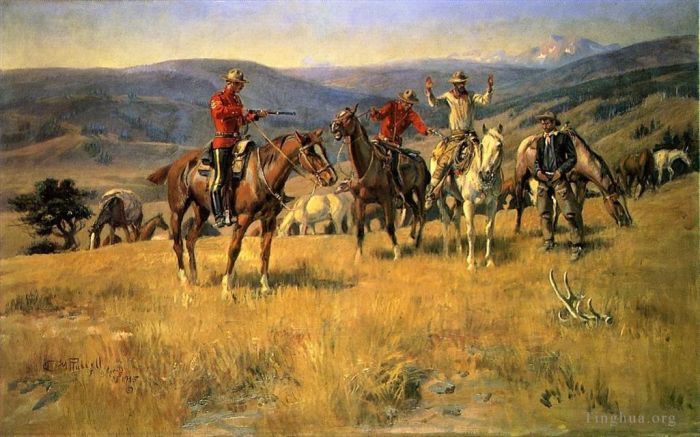 Charles Marion Russell Peinture à l'huile - Quand la loi émousse les limites du hasard