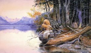Charles Marion Russell œuvres - Camp indien Lake McDonald