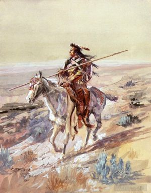 Charles Marion Russell œuvres - Indien avec lance