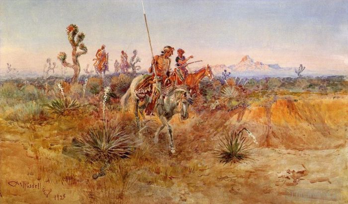 Charles Marion Russell Types de peintures - Traqueurs Navajo