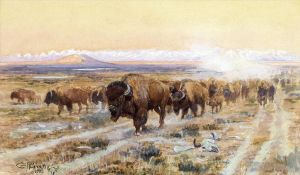 Charles Marion Russell œuvres - Les bovins du Bison Trail