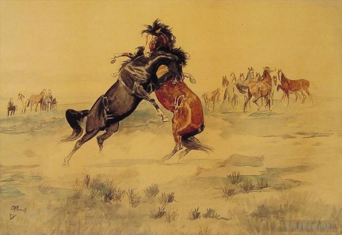 Charles Marion Russell Types de peintures - Le cheval de défi