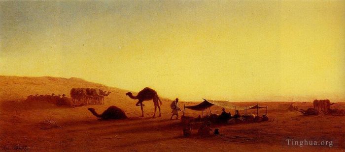 Charles-Théodore Frère Peinture à l'huile - Un campement arabe1