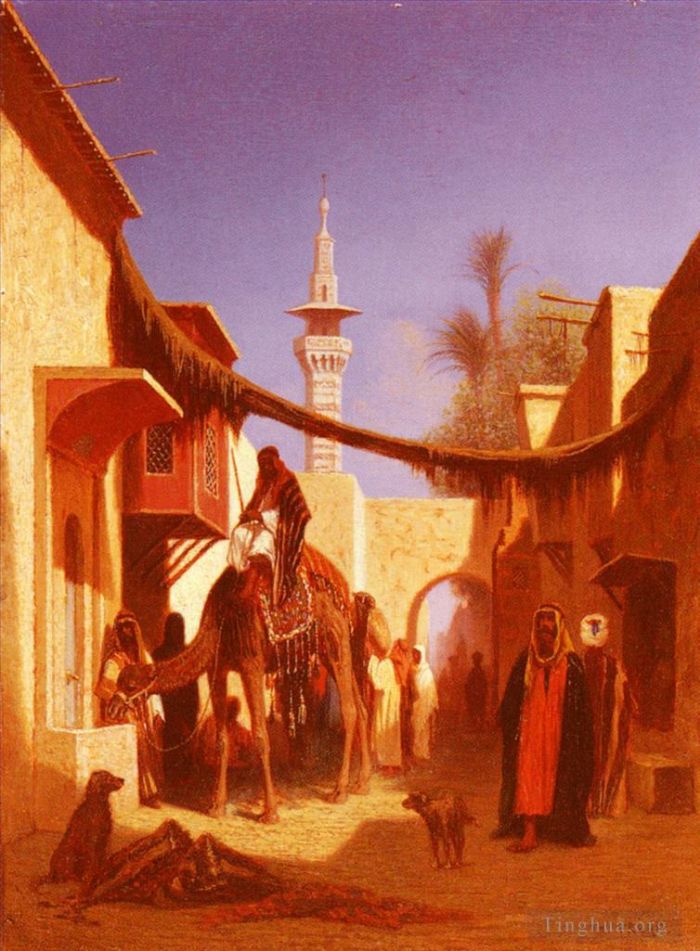 Charles-Théodore Frère Peinture à l'huile - Rue à Damas, partie 2