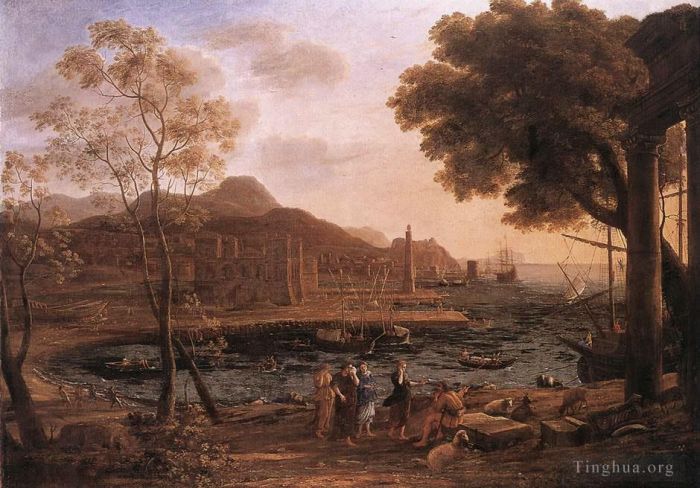 Claude Gellée Le Lorrain Peinture à l'huile - Scène portuaire avec Héliades en deuil