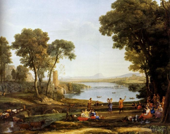 Claude Gellée Le Lorrain Peinture à l'huile - Paysage avec le mariage d'Isaac et Rébecca