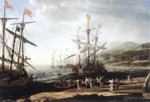 Claude Gellée Le Lorrain œuvres - Marine avec les Troyens brûlant leurs bateaux