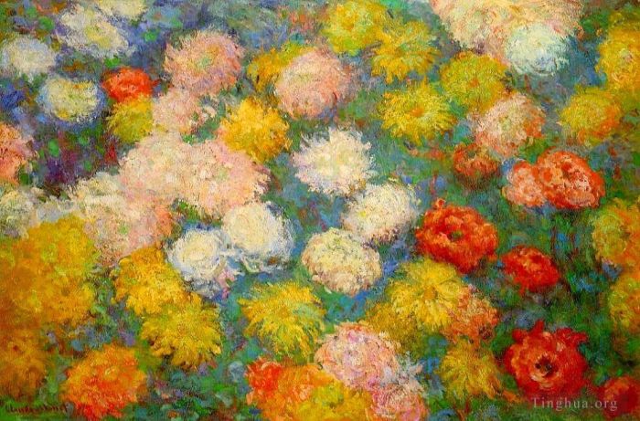 Claude Monet Peinture à l'huile - 4 chrysanthèmes