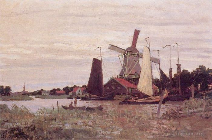 Claude Monet Peinture à l'huile - Un moulin à vent à Zaandam