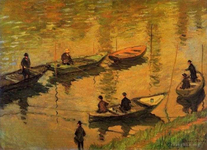 Claude Monet Peinture à l'huile - Pêcheurs sur la Seine à Poissy